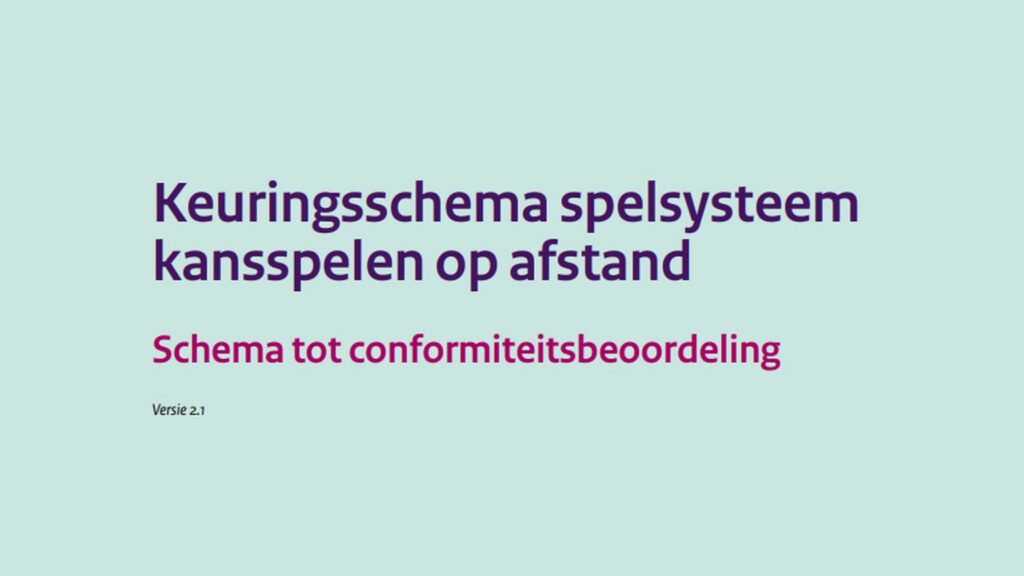 Voorblad van het keuringsschema spelsysteem kansspelen op afstand