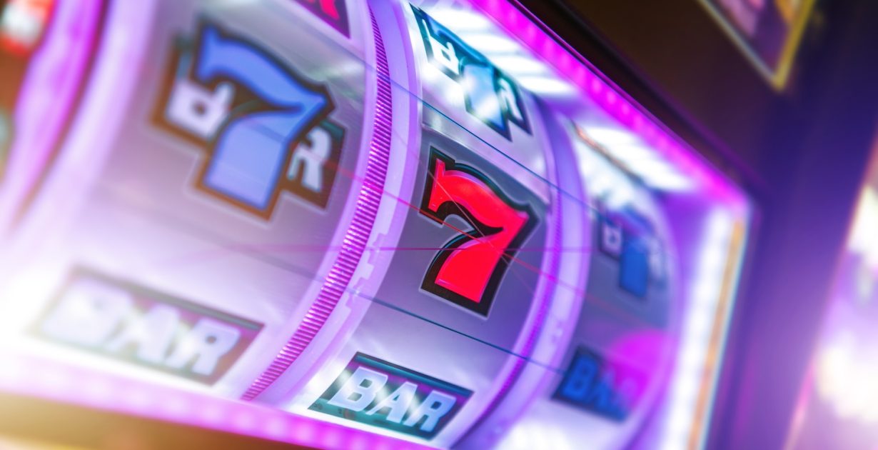 Gaming Las Vegas Classic Slot Machine. Gambling Industry Theme. Popular One Handed Bandit Game.